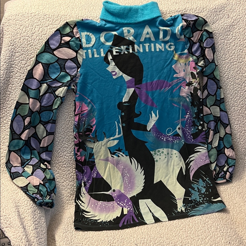 Custo Barcelona Blue and Black Graphic Top.